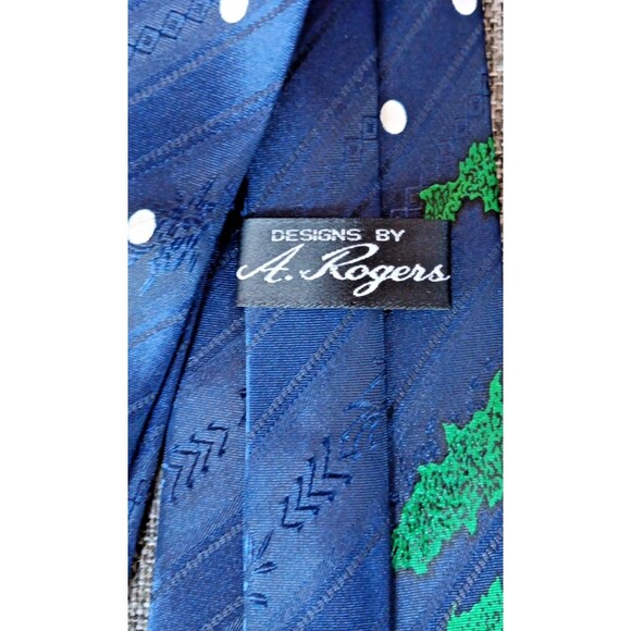 Tie 70s 80s 90s Y2K Mens A Rogers Blue Green Golf Statement 3.75 Wide 56 Long - Picture 7 of 7